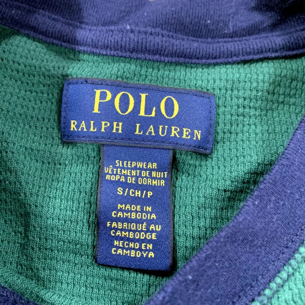 Ralph Lauren Shirt Mens Small S Green Black P Long Sleeve Sleepwear